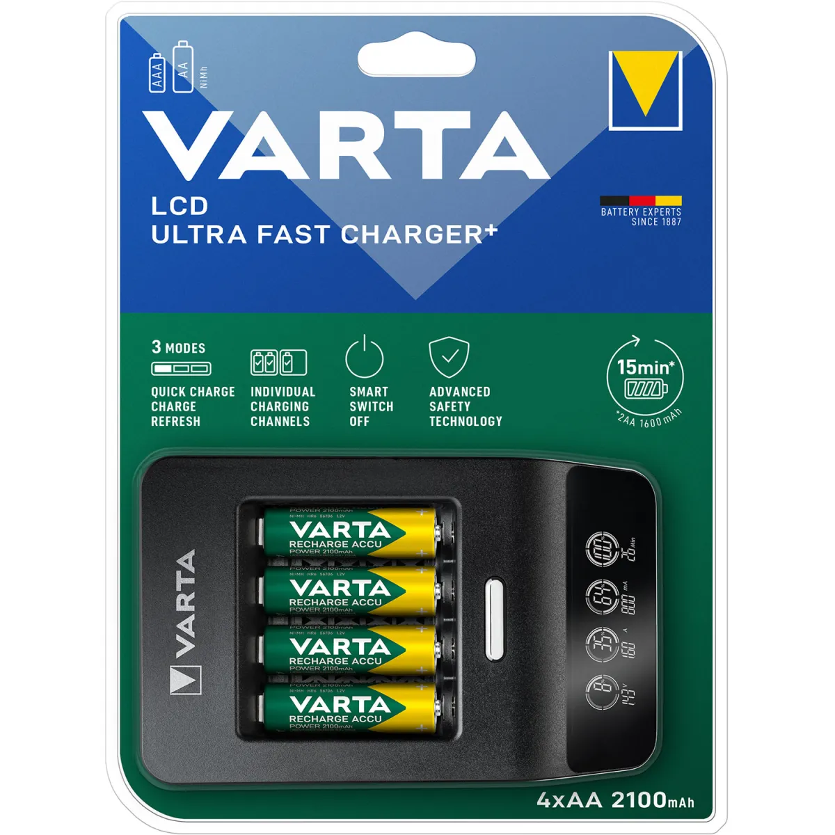 Varta Φορτιστής Mπαταριών Ultra Fast + 4τμχ. AA 2.100mAh