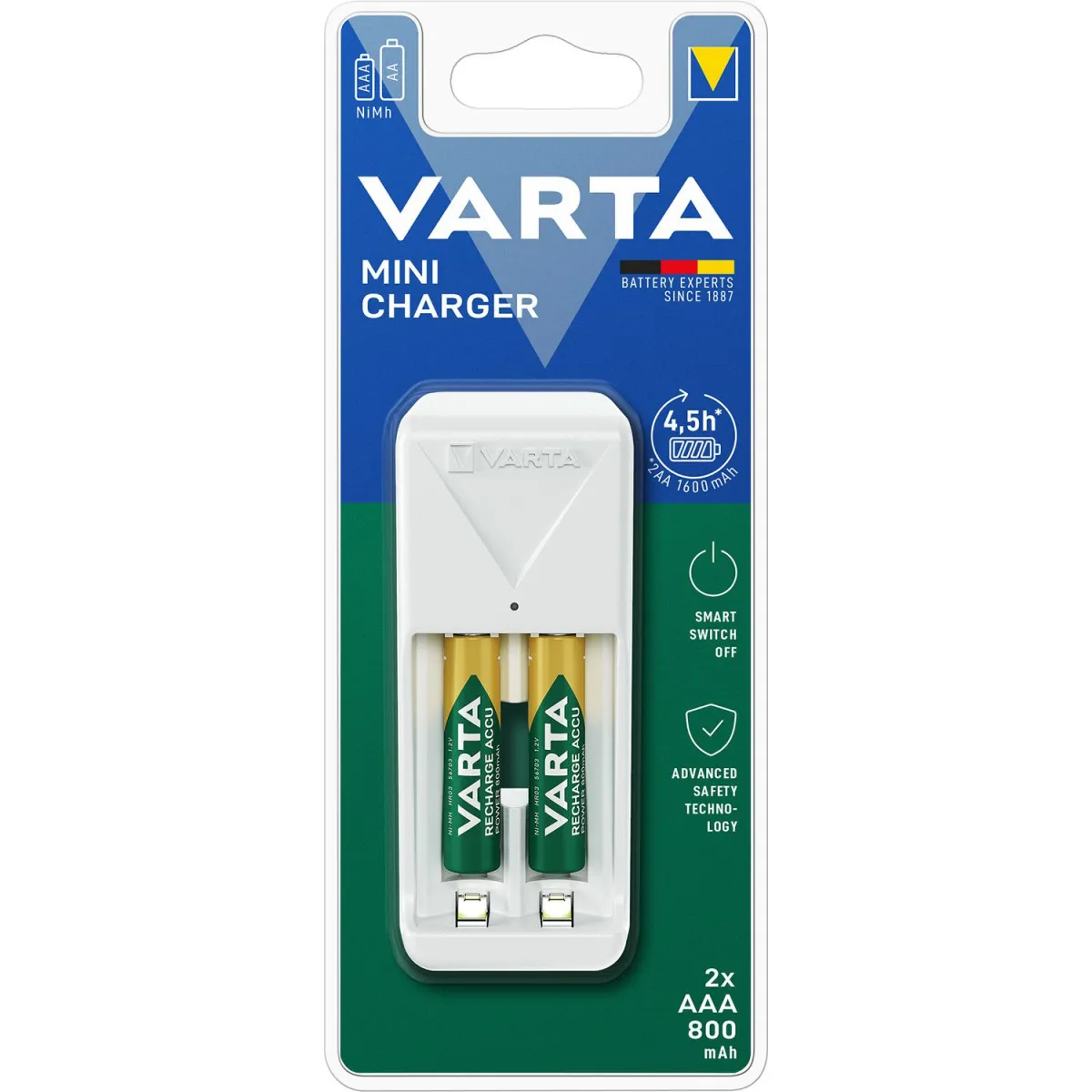 Varta Φορτιστής Μπαταριών Mini 2 Θέσεων + 2τμχ AAA 800mAh