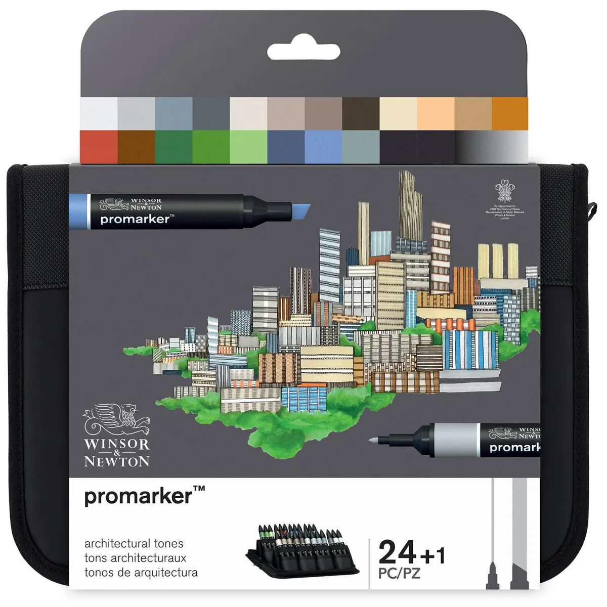 Winsor & Newton Μαρκαδόροι Ζωγραφικής Promarker με διπλή μύτη Fine & Chisel Architecture 24τεμ.