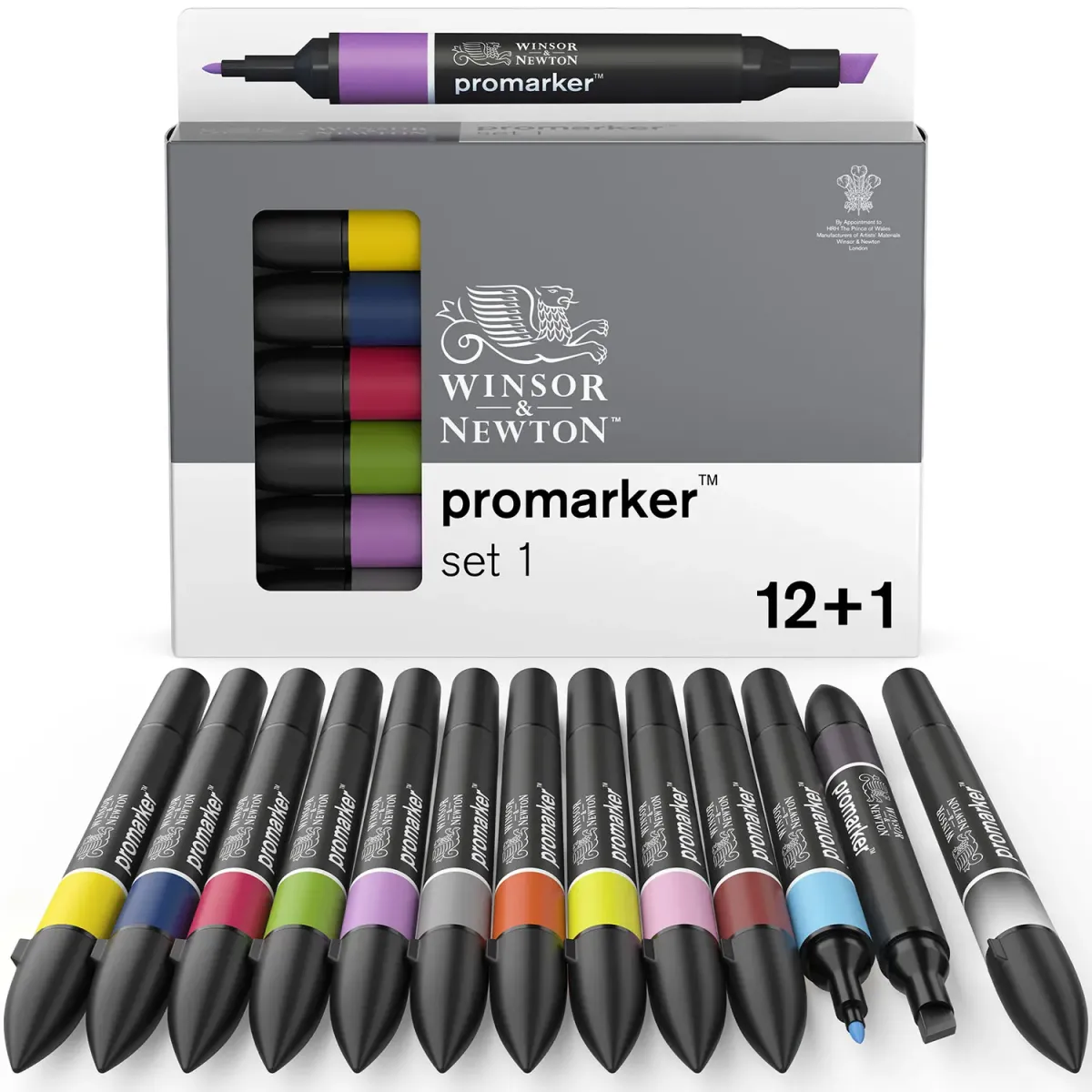 Winsor & Newton Μαρκαδόροι Ζωγραφικής Promarkers με διπλή μύτη Fine & Chisel 12τεμ.