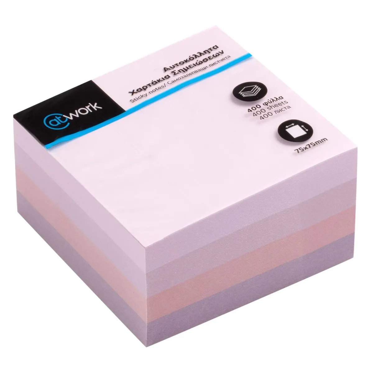 @Work Aυτοκόλλητα Χαρτάκια Blush 75x75mm 400φύλλα
