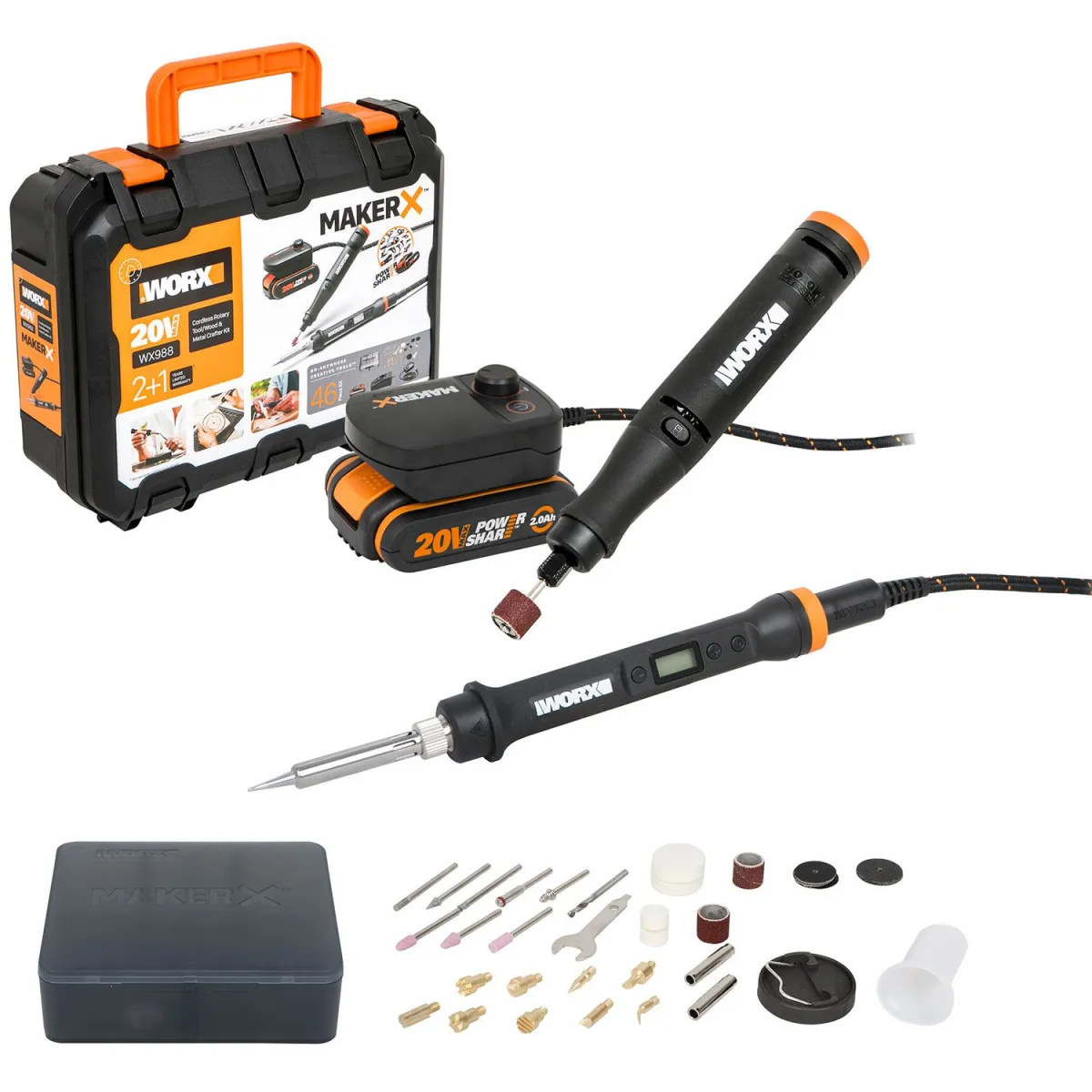 Worx MakerX Πολυεργαλείο Κιτ Με Μπαταρία & Θήκη