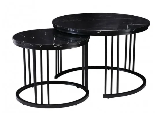 ΤΡΑΠΕΖΑΚΙ ΣΑΛΟΝΙΟΥ ΑΠΟΧΡΩΣΗ ΜΑΥΡΟ ΜΑΡΜΑΡΟ ΣΕΤ 2 ΤΕΜΑΧΙΑ