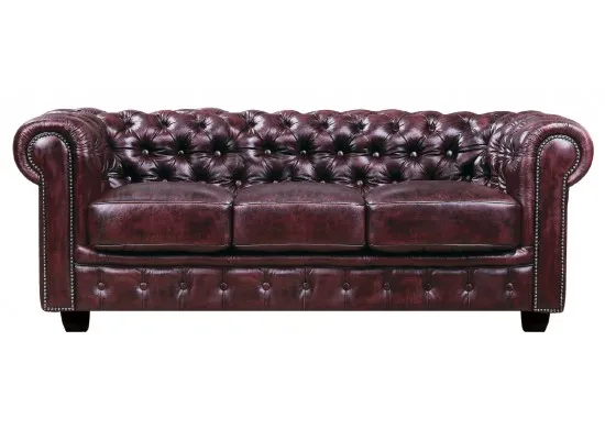 ΚΑΝΑΠΕΣ 3ΘΕΣΙΟΣ ΔΕΡΜΑ ANTIQUE RED