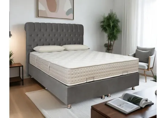 ΚΡΕΒΑΤΙ ΔΙΠΛΟ ΜΕ ΑΠΟΘΗΚΕΥΤΙΚΟ ΧΩΡΟ ΥΦΑΣΜΑ ΓΚΡΙ ΓΙΑ...