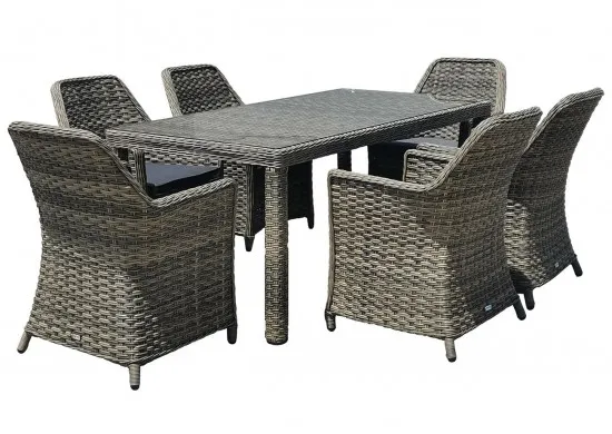 ΤΡΑΠΕΖΙ ΣΕΤ ALU - WICKER GREY BROWN ΜΕ 6 ΠΟΛΥΘΡΟΝΕΣ