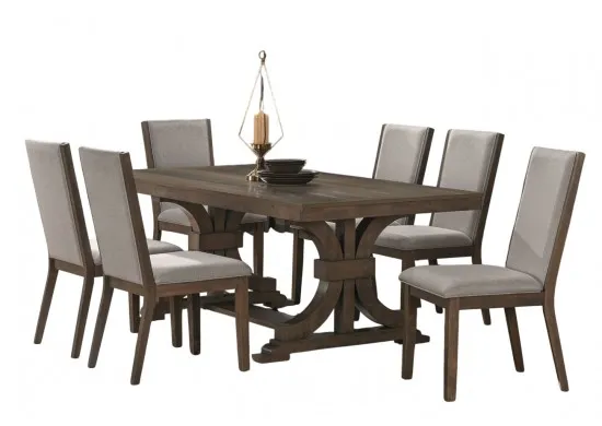 ΤΡΑΠΕΖΑΡΙΑ ΞΥΛΙΝΗ ΑΠΟΧΡΩΣΗ ANTIQUE GREY WALNUT ΜΕ 6...