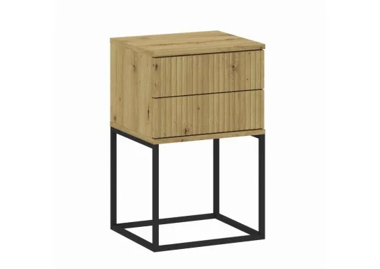 ΚΟΜΟΔΙΝΟ ΑΠΟΧΡΩΣΗ ARTISAN OAK ΜΕ ΜΕΤΑΛΛΙΚΗ ΒΑΣΗ ΜΑΥΡΗ