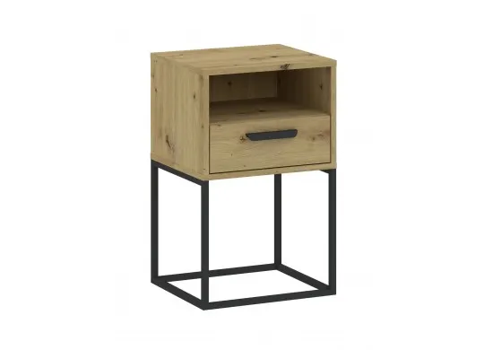 ΚΟΜΟΔΙΝΟ ΑΠΟΧΡΩΣΗ ARTISAN OAK ΜΕ ΜΕΤΑΛΛΙΚΗ ΒΑΣΗ ΜΑΥΡΗ