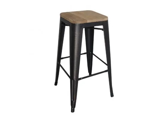ΣΚΑΜΠΩ BAR ΜΕΤΑΛΛΙΚO ΑΝΤΙΚΕ ΜΑΥΡΟ - NATURAL OAK