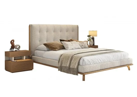 ΚΡΕΒΑΤΙ ΔΙΠΛΟ CAMEL SILK OAK - ΥΦΑΣΜΑ PEARL