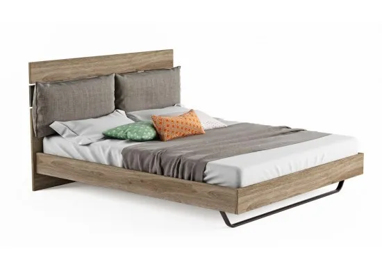 ΚΡΕΒΑΤΙ ΔΙΠΛΟ CASHMERE GREY RUSTIC OAK ΜΕ ΜΕΤΑΛΛΙΚΑ...