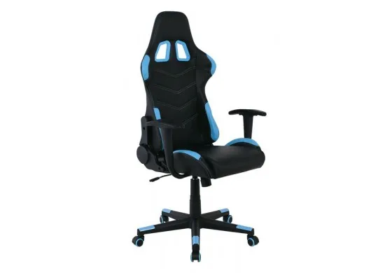 ΠΟΛΥΘΡΟΝΑ ΓΡΑΦΕΙΟΥ GAMING ΔΕΡΜΑΤΙΝΗ ΜΑΥΡΗ - ΜΠΛΕ PVC