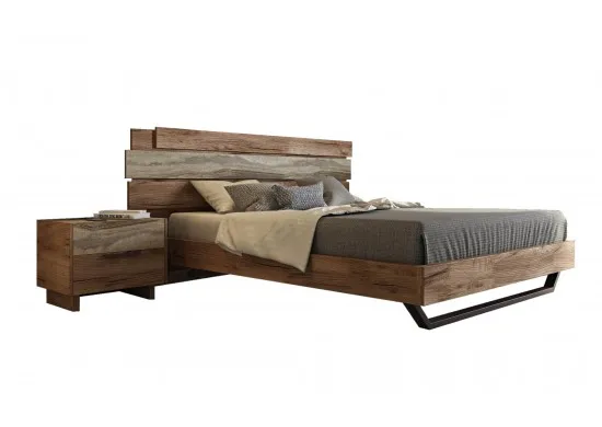 ΚΡΕΒΑΤΙ ΔΙΠΛΟ LIGHT BROWN RUSTIC OAK ΓΙΑ ΣΤΡΩΜΑ 160Χ200
