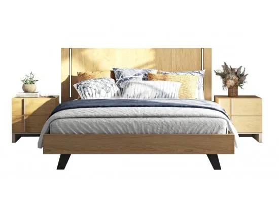 ΚΡΕΒΑΤΙ ΔΙΠΛΟ LIGHT OAK ΓΙΑ ΣΤΡΩΜΑ 160Χ200