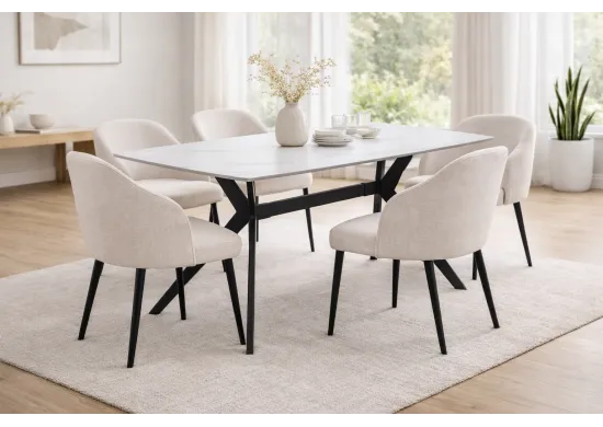 ΤΡΑΠΕΖΙ ΜΕΤΑΛΛΙΚΟ ΜΑΥΡΟ ΜΕ ΕΠΙΦΑΝΕΙΑ SINTERED STONE ΜΑΥΡΟ - WHITE MARBLE