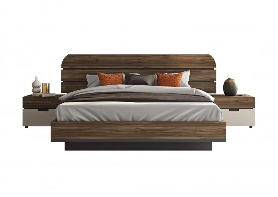 ΚΡΕΒΑΤΙ ΔΙΠΛΟ TOBACCO WALNUT - GRAPHITE GREY ΓΙΑ...