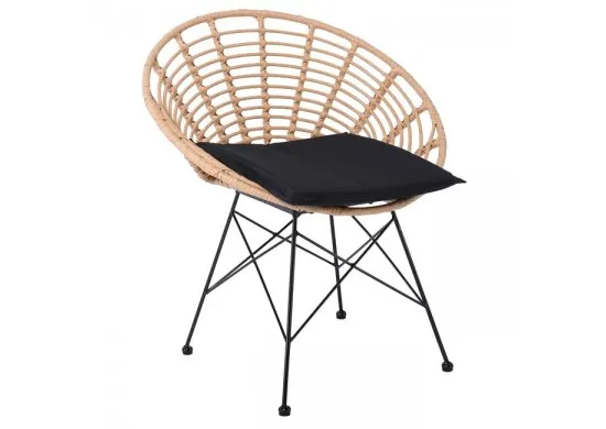 ΠΟΛΥΘΡΟΝΑ WICKER ΦΥΣΙΚΟ ΜΕ ΜΕΤΑΛΛΙΚΟ ΣΚΕΛΕΤΟ ΜΑΥΡΟ
