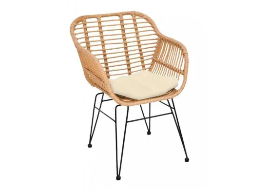 ΠΟΛΥΘΡΟΝΑ WICKER ΦΥΣΙΚΟ ΜΕ ΜΕΤΑΛΛΙΚΟ ΣΚΕΛΕΤΟ ΜΑΥΡΟ