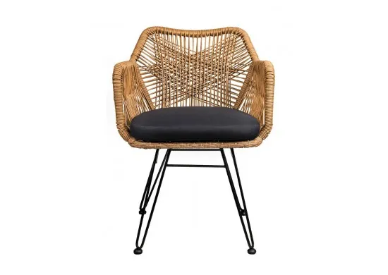 ΠΟΛΥΘΡΟΝΑ WICKER ΦΥΣΙΚΟ ΜΕ ΜΕΤΑΛΛΙΚΑ ΠΟΔΙΑ ΜΑΥΡΑ