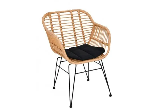 ΠΟΛΥΘΡΟΝΑ WICKER ΦΥΣΙΚΟ ΜΕ ΜΕΤΑΛΛΙΚΟ ΣΚΕΛΕΤΟ ΜΑΥΡΟ