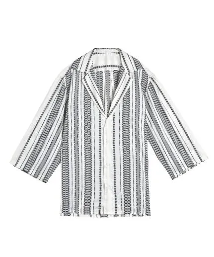 3/4 button-down shirt with camp collar