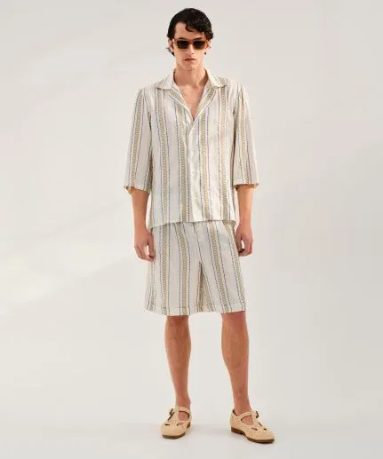 3/4 button-down shirt with camp collar