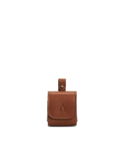 AirPods leather case with triangular emboss and loop detail