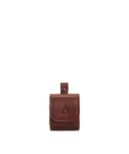 AirPods leather case with triangular emboss and loop detail