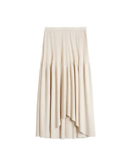 Asymmetric pleated midi skirt