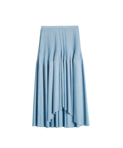 Asymmetric pleated midi skirt