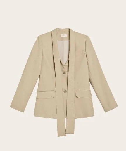 Blazer with tonal leopard print and neck ties