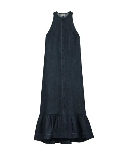 Buttoned midi denim dress