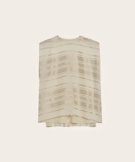 Cape-effect sleeveless silk top