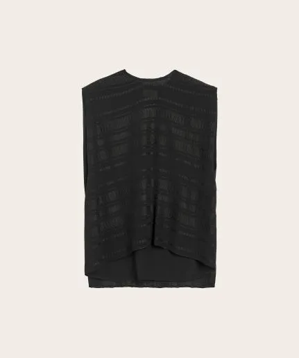 Cape-effect sleeveless silk top