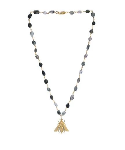Chained necklace with stones and 'bee'