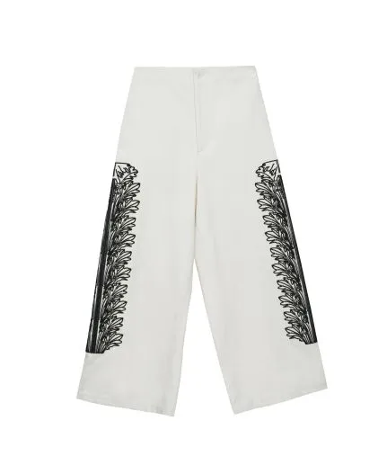Cropped embroidered trousers