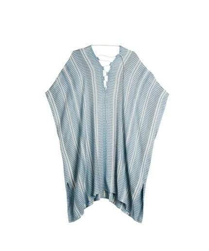 Deep V-neck textured silk caftan