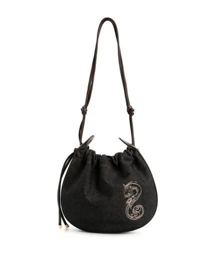 Denim bag with embroidery detail