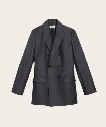Denim double-breasted blazer