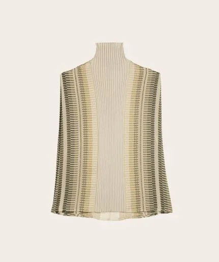 Dégradé jacquard silk top with knit details