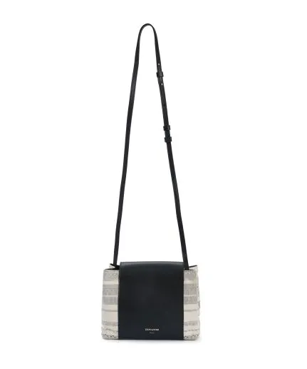 Embroidered bag with leather details