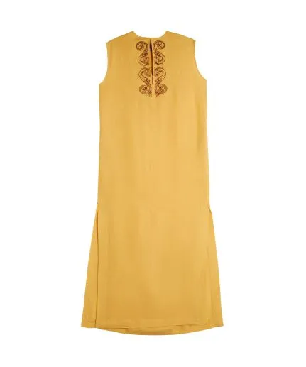 Embroidered linen midi caftan