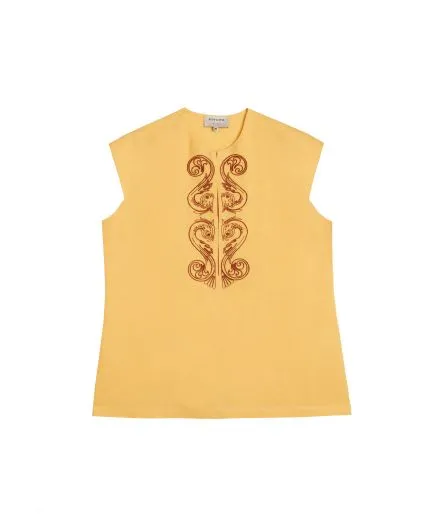 Embroidered linen top