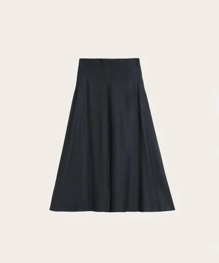 Flared midi wool skirt