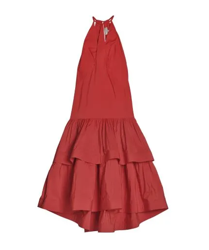 Flared ruffled cotton dress
