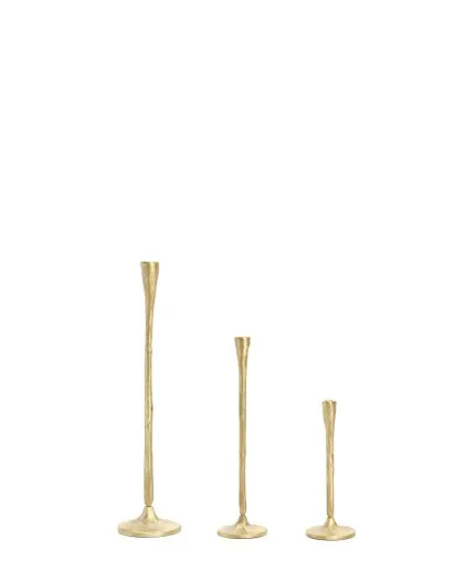 Gold brass candlestick holders in different heights