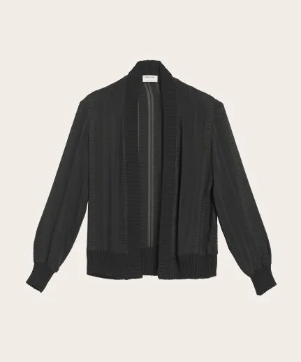 Jacquard silk cardigan with wool details