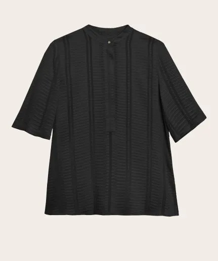 Jacquard silk short-sleeve blouse