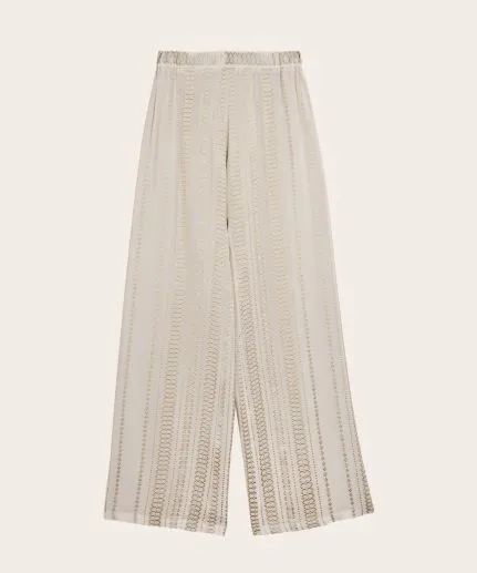 Jacquard Silk Wide-Leg Trousers